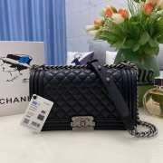 Chanel le boy caviar leather black Diamant silver hardware 25cm - 1