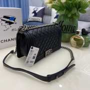 Chanel le boy caviar leather black Diamant silver hardware 25cm - 3