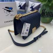 Chanel le boy caviar leather dark blue Diamant gold hardware 25cm - 2