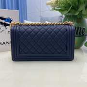 Chanel le boy caviar leather dark blue Diamant gold hardware 25cm - 5