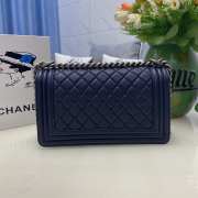 Chanel le boy caviar leather dark blue Diamant silver hardware 25cm - 4