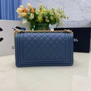 Chanel le boy caviar leather Indigo Diamant gold hardware 25cm - 2