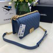 Chanel le boy caviar leather Indigo Diamant gold hardware 25cm - 4