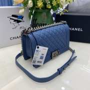 Chanel le boy caviar leather Indigo Diamant silver hardware 25cm - 4