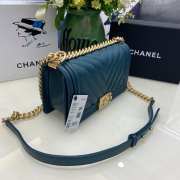 Chanel le boy caviar leather blue Diamant gold hardware 25cm - 3