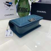 Chanel le boy caviar leather blue Diamant silver hardware 25cm - 4