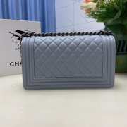 Chanel le boy caviar leather light blue Diamant silver hardware 25cm - 3