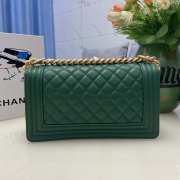 Chanel le boy caviar leather green Diamant gold hardware 25cm - 4