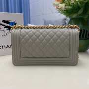 Chanel le boy caviar leather grey Diamant gold hardware 25cm - 3