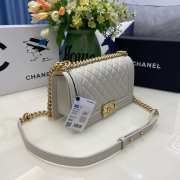 Chanel le boy caviar leather white Diamant gold hardware 25cm - 2