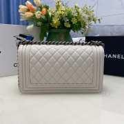 Chanel le boy caviar leather white Diamant silver hardware 25cm - 4