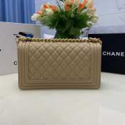 Chanel le boy caviar leather brown Diamant gold hardware 25cm - 2