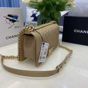 Chanel le boy caviar leather brown Diamant gold hardware 25cm - 4