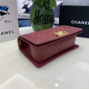 Chanel le boy caviar leather maroon Diamant gold hardware 25cm - 2