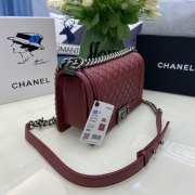 Chanel le boy caviar leather maroon Diamant gsilver hardware 25cm - 2