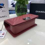 Chanel le boy caviar leather maroon Diamant gsilver hardware 25cm - 3