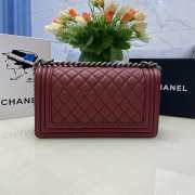 Chanel le boy caviar leather maroon Diamant gsilver hardware 25cm - 4