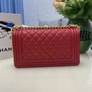 Chanel le boy caviar leather red Diamant gold hardware 25cm - 2