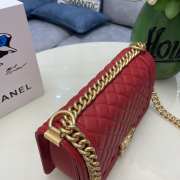 Chanel le boy caviar leather red Diamant gold hardware 25cm - 3