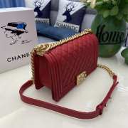 Chanel le boy caviar leather red Diamant gold hardware 25cm - 4