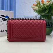 Chanel le boy caviar leather red Diamant silver hardware 25cm - 2