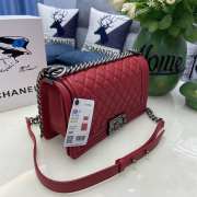 Chanel le boy caviar leather red Diamant silver hardware 25cm - 4