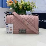 Chanel le boy caviar leather pink Diamant silver hardware 25cm - 1