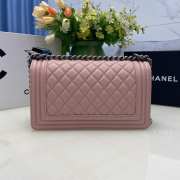 Chanel le boy caviar leather pink Diamant silver hardware 25cm - 5