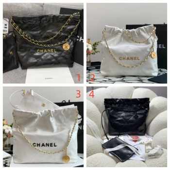 Chanel 22 Shoulder bag white and black calfskin leather 35x37x7cm