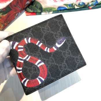 gucci Kingsnake print GG Supreme wallet black 12x9.5cm