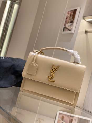 YSL sunset cowhide leather beige 25x18x5cm