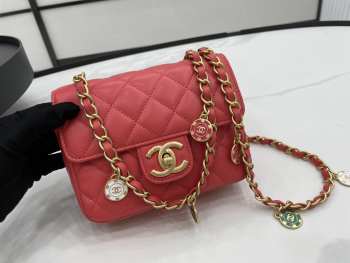 chanel 2022 flap lambskin red14.5x19x6.5cm