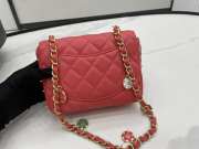 chanel 2022 flap lambskin red14.5x19x6.5cm - 3