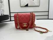 chanel 2022 flap lambskin red14.5x19x6.5cm - 4