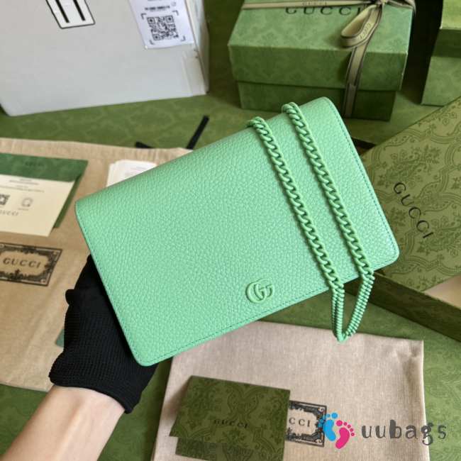 Gucci 2022 cowhide leather chain bag green 35123116 (20x 12.5x 4cm） - 1