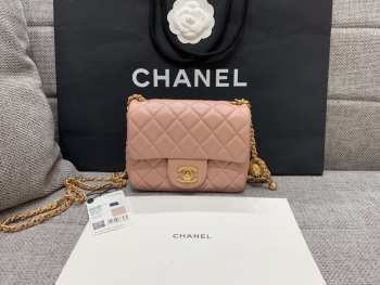 Chanel flap bag pink lamskin 17cm