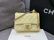 Chanel flap bag yellow lamskin 17cm - 4