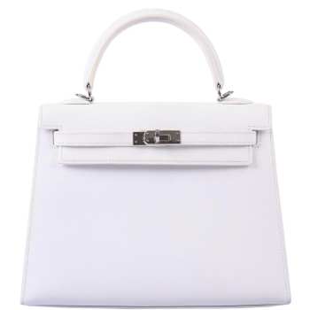 hermes kelly custom made pure white and gold hardware 25cm