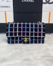 Chanel flap bag blue and gold hardware 25cm - 1