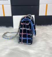 Chanel flap bag blue and gold hardware 25cm - 3