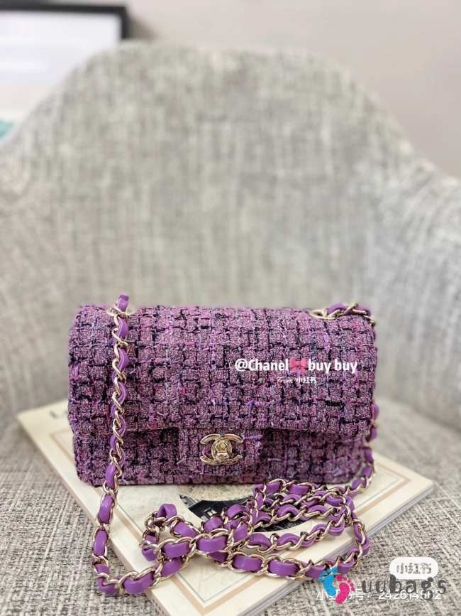 Chanel flap bag purple with gold chain 25cm - 1