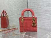 Lady dior crocodile skin orange-red gold buckle matel chain 17cm - 1