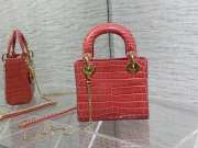 Lady dior crocodile skin orange-red gold buckle matel chain 17cm - 3