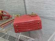 Lady dior crocodile skin orange-red gold buckle matel chain 17cm - 2