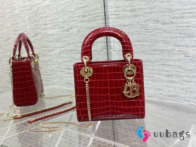 Lady dior crocodile skin red gold buckle matel chain 17cm - 1