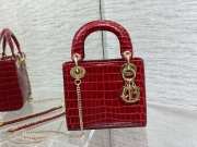 Lady dior crocodile skin red gold buckle matel chain 17cm - 2