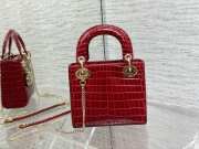 Lady dior crocodile skin red gold buckle matel chain 17cm - 4