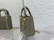 Lady dior crocodile skin dark grey gold buckle matel chain 17cm - 3