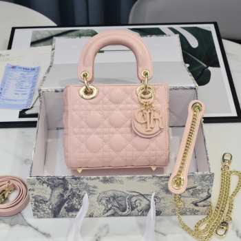 Lady dior lamskin water pink buckle gold matel chain 17cm