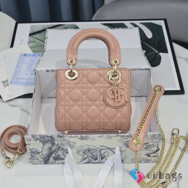 Lady dior lamskin pink buckle gold matel chain 17cm - 1